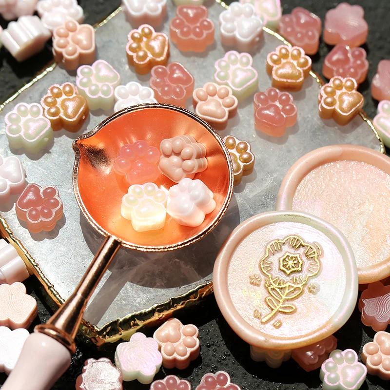 150pcs Original Cat Paw Seal Wax Grains Mixed Color Pearlescent Wax DIY Manual Account Greeting Card Envelope Decoration
