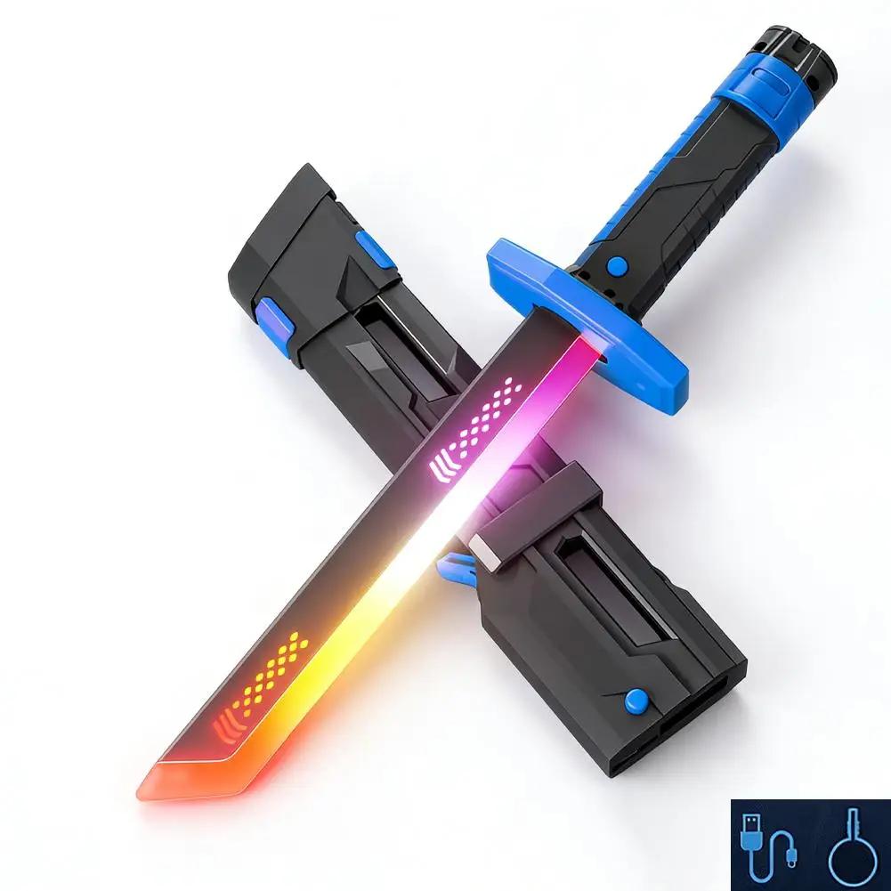 Rainbow Lightsaber Toy 7 Colors Flowing Light Sword Lights Gift Sound Children'S Cool Boy Effect Toy And Q0Z0