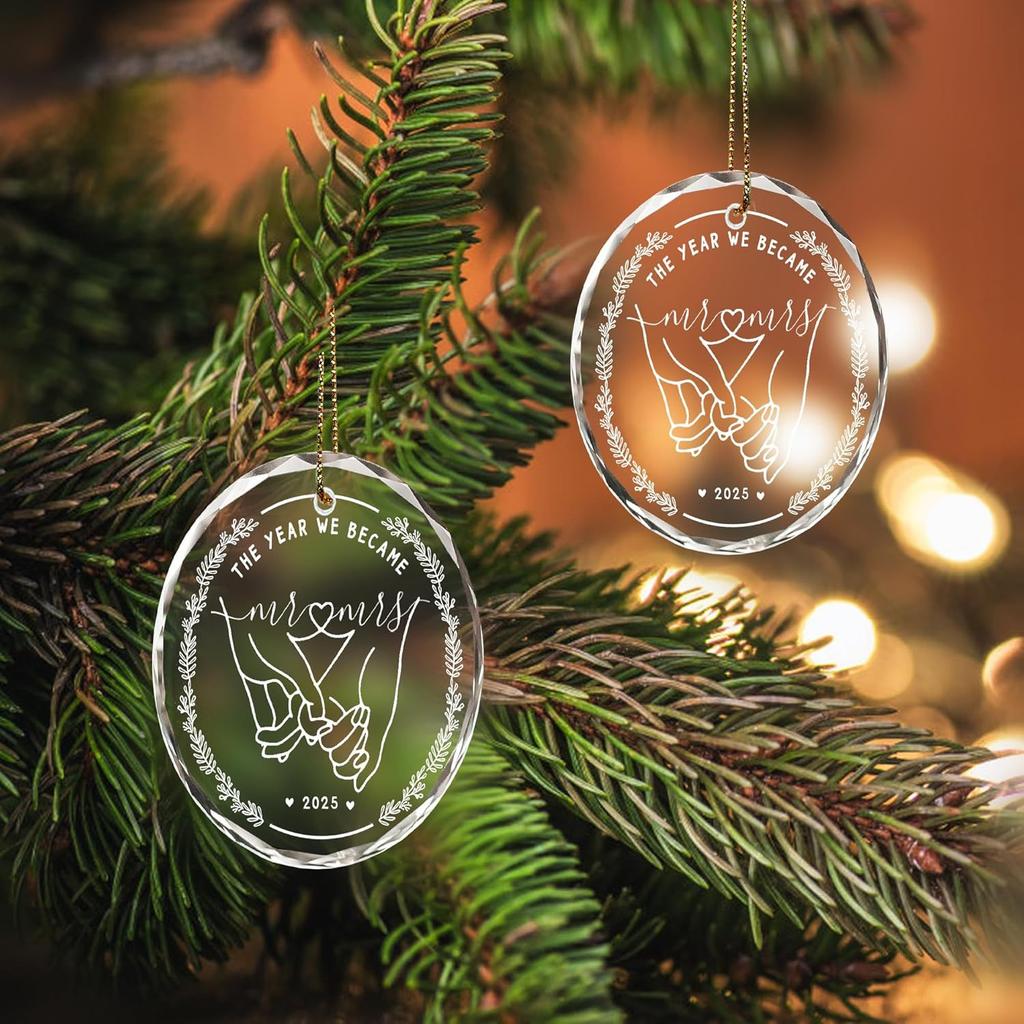 2025 Wedding Gifts, Christmas Gifts, Christmas Ornaments, Married Decorations, Christmas Ornaments, Crystal Glass Ornaments
