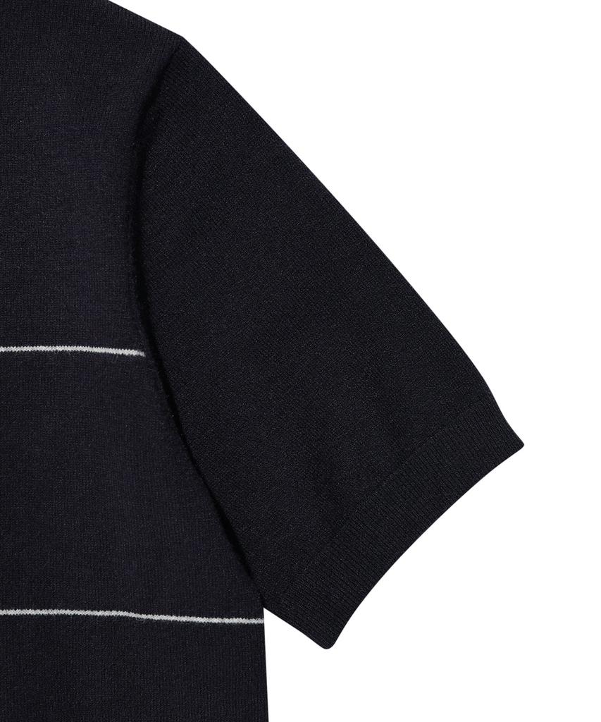 WACKY WILLY Women'S Typographic Color Block Short Sleeve Knit Navy