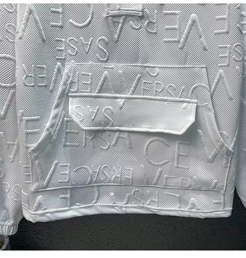 Trendy Casual Jacquard Sweatshirt with Letter Embroidery - Loose Fit, Round Neck, Long Sleeves