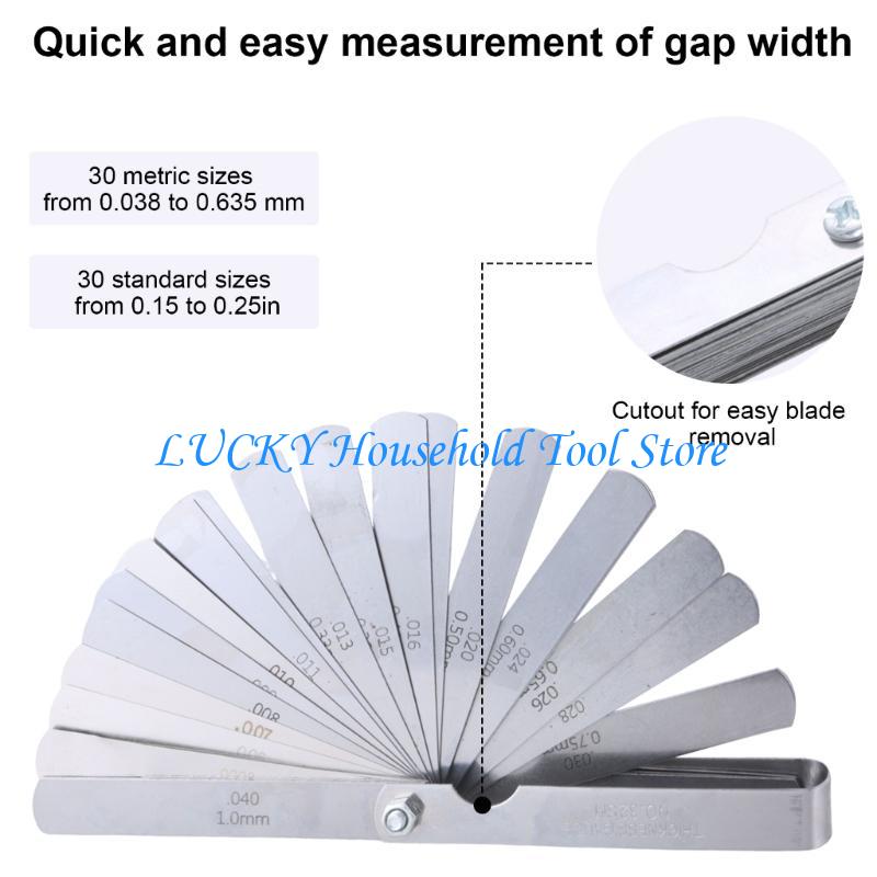 J0MC Stainless Steel Feeler Gauge Double Marked Metric and Imperials Gaps Measuring Tool