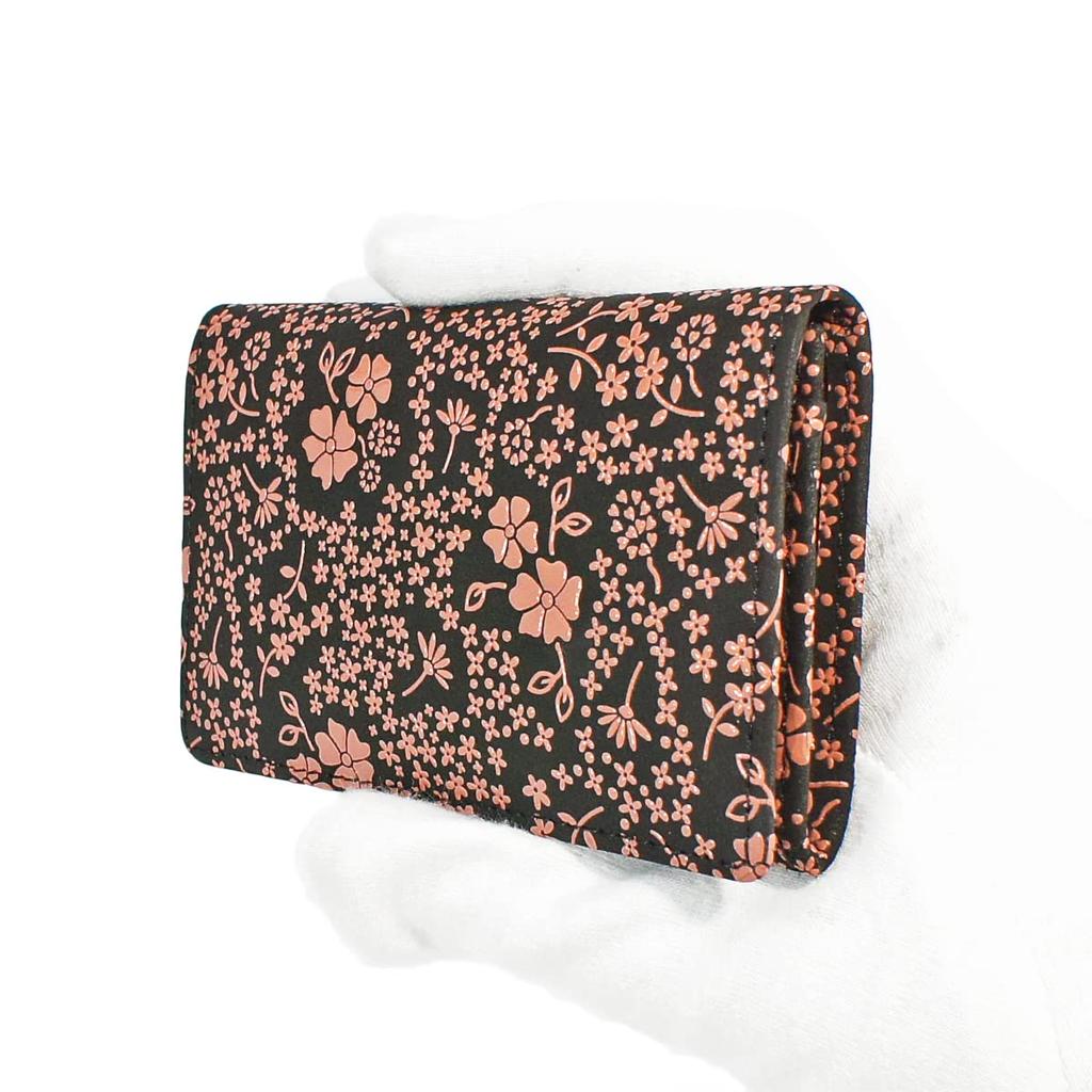 Inden Visitenkartenhalter, großes Fassungsvermögen, Hirschleder, Schwarz x Rosa, Lack, amerikanisches Blaumuster [Indenya] 2501-51-166