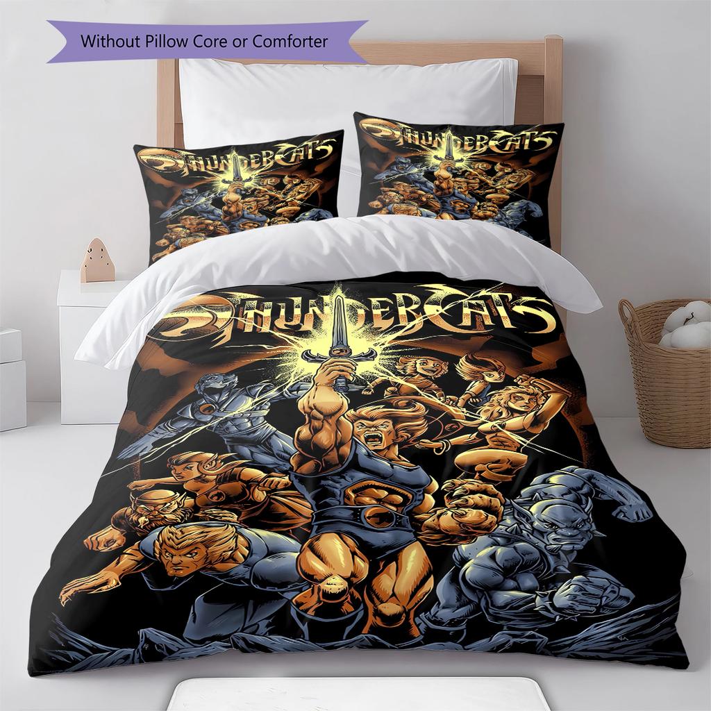 H260212ThunderCats Pattern Bedding,Quilt Set Quilt Cover Pillowcase Home Birthday Gift (1 * duvet cover + 2 * pillowcase, without core)