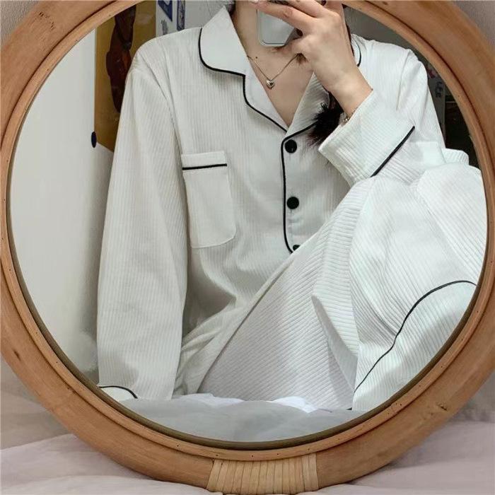 Kadın İlkbahar Sonbahar Pijama İki Parça Set Kadın Bol Moda Leopar Desenli Uzun Kollu Bayan Ev Giyimi