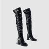 Fashion New Women's Long Boots Patent Leather Over The Knee Boots Sexy Womens Pumps Fashion Thick Heels Women Shoes Zlp Zapatos De Mujer
