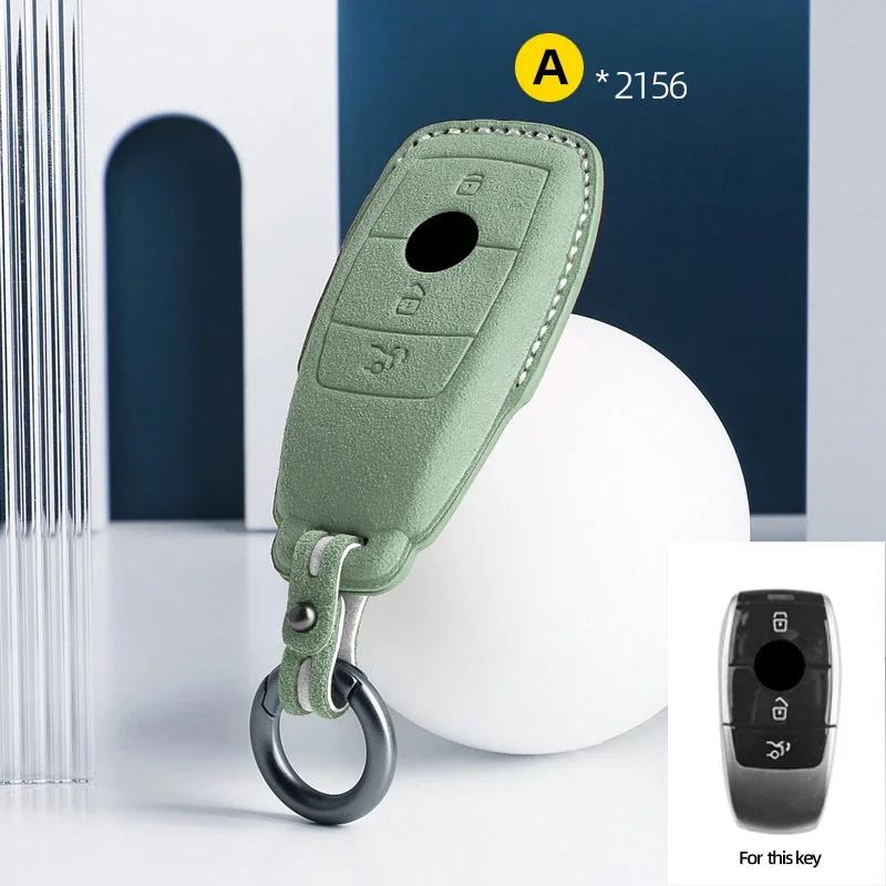 Für Mercedes Benz A C E S G-Klasse GLC CLE CLA GLB GLS W177 W205 W213 W222 X167 AMG Wildleder Leder Auto Schlüsselanhänger Hülle Schlüsselanhänger