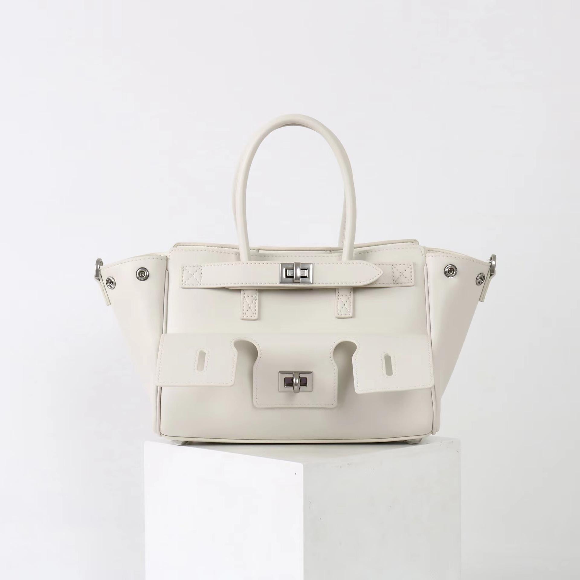 

Autumn and winter new leather women s bag multi-pocket handbag dark motorcycle tote large capacity square buckle armpit bag big bag 24cm