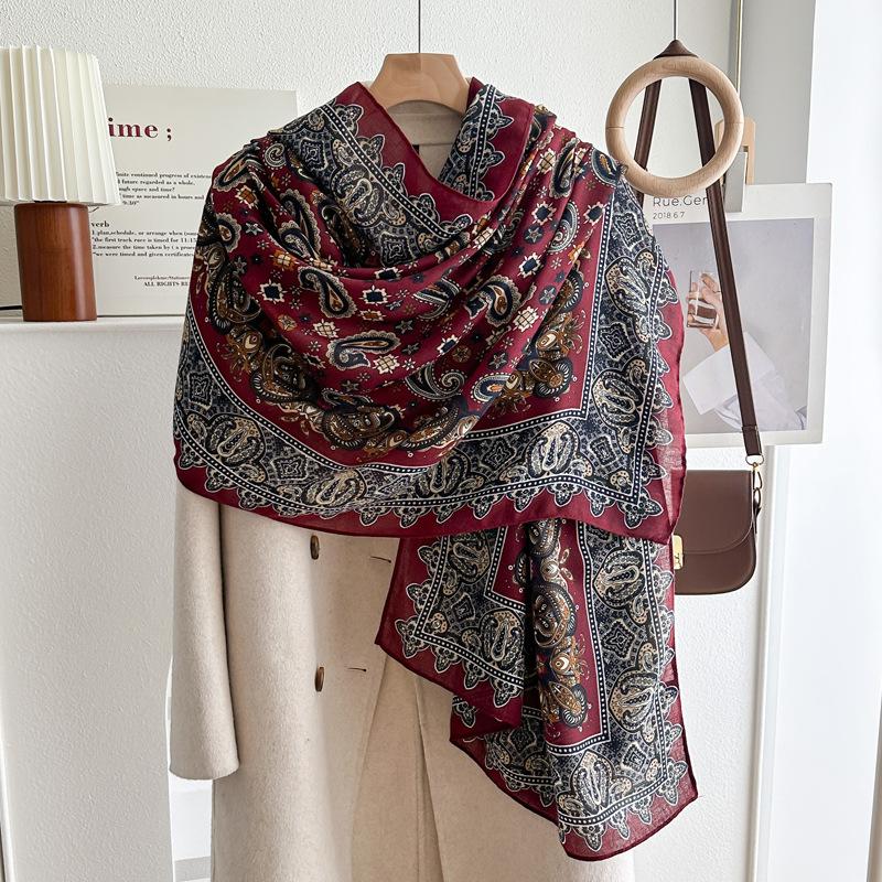 Oversized Korean Linen Shawl Dual-purpose Silk Scarf Travel Photo Sun Protection Beach Towel Extended Scarf Women's Versatile