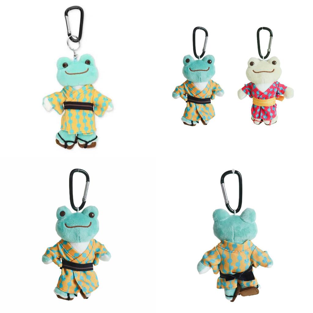 Cute Kimono Smiling Big Eyes Frog Plush Toy Keychain Pendant For Backpack Decor
