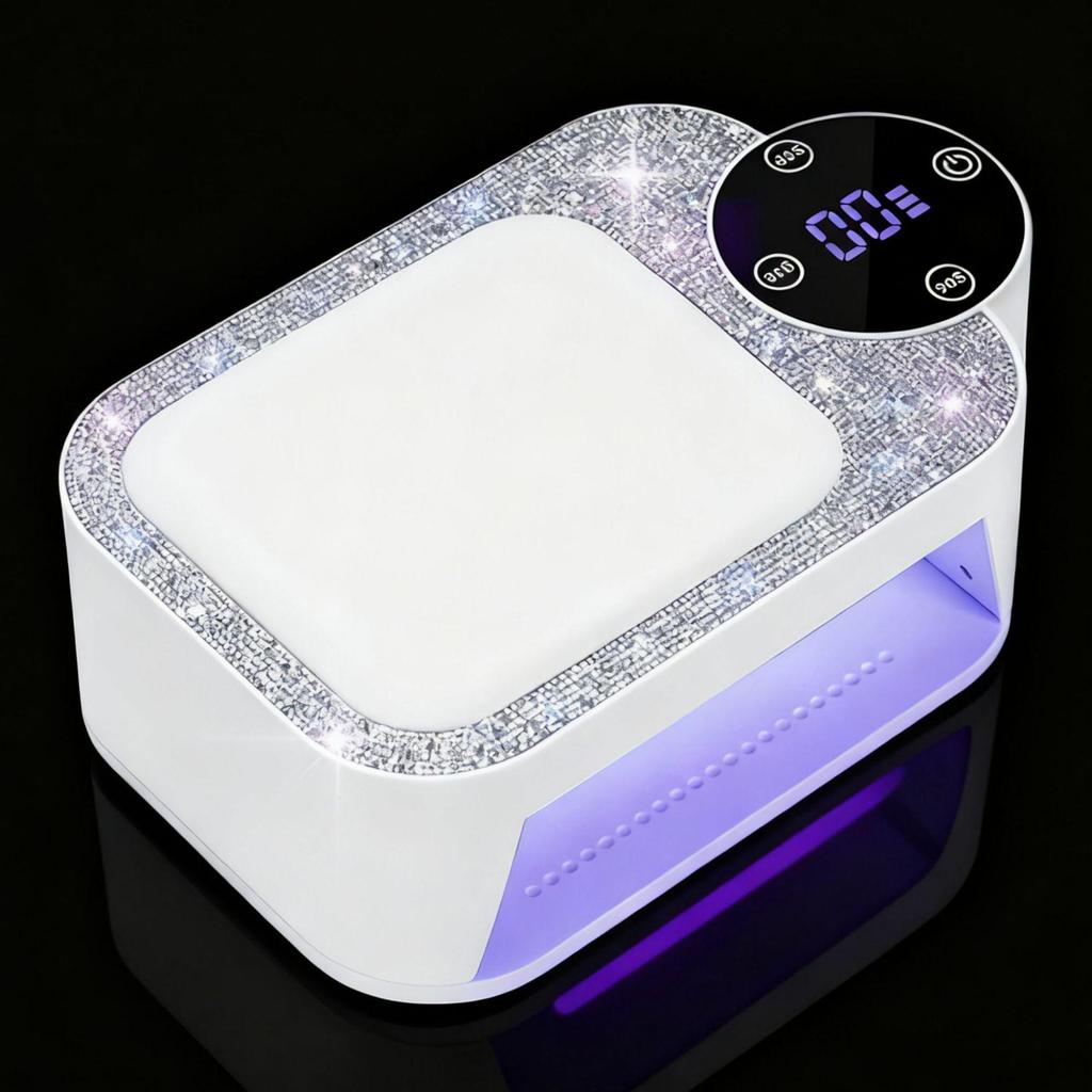 New Rechargeable Diamond Nail Lamp: Fast-Drying, High-Power UV Light with Hand Rest for Gel Polish Therapy.