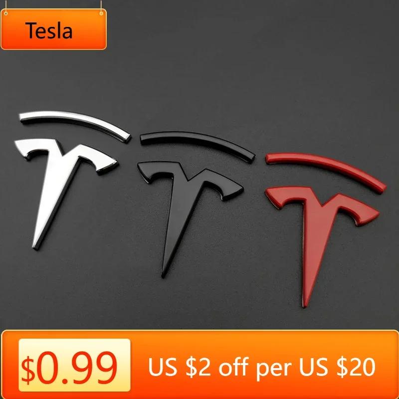 Car Sticker Tesla 3D METAL Car Front Hood Emblem Rear Trunk Badge Sticker Rear Trunk Decoration For Tesla Model S X 3 Y 2017 Per