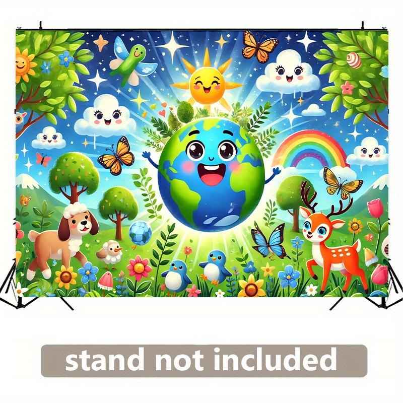 1 background flag bright earth smile soft wall cover no need for electricity