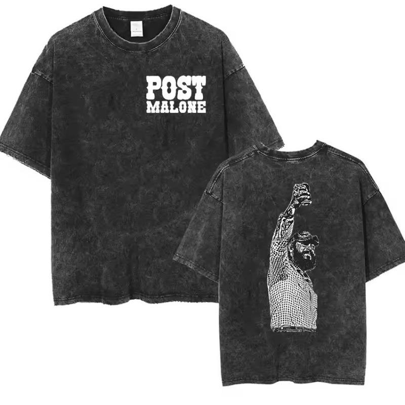 Rapper P-Pubblica i Vestiti da Uomo Lavaggio Vintage di M-Malone 2024 Maglietta Homme Magliette Grafiche Uomo T-Shirt da Uomo Ropa Hombre 50804