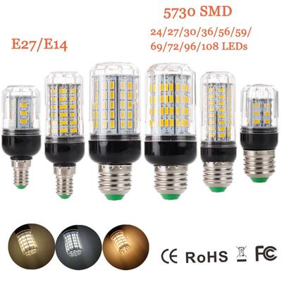 E27 E14 LED Mısır Ampuller 220V 5730 SMD 24 - 108 LED Soğuk Sıcak Beyaz Lamba