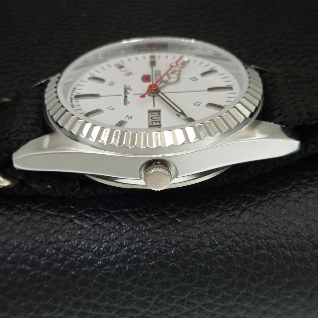 REFURBISHED VINTAGE SEIKO 5 AUTOMATIC 6309A JAPAN MENS WHITE WATCH a442832-1