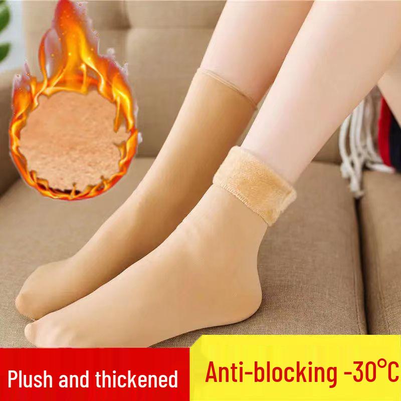 

Женские теплые флисовые носки до середины икры - Толстые, универсальные, со сборкой, для осени/зимы One Size Bare Socks