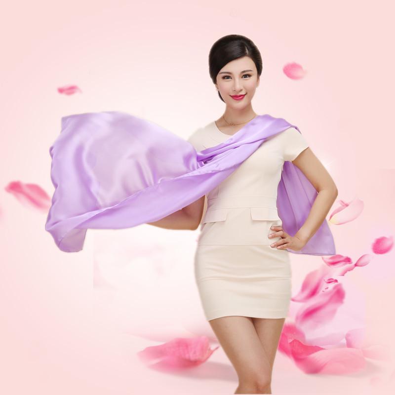 Women's Versatile Long Satin Scarf - Solid Color, Summer Sunscreen Shawl