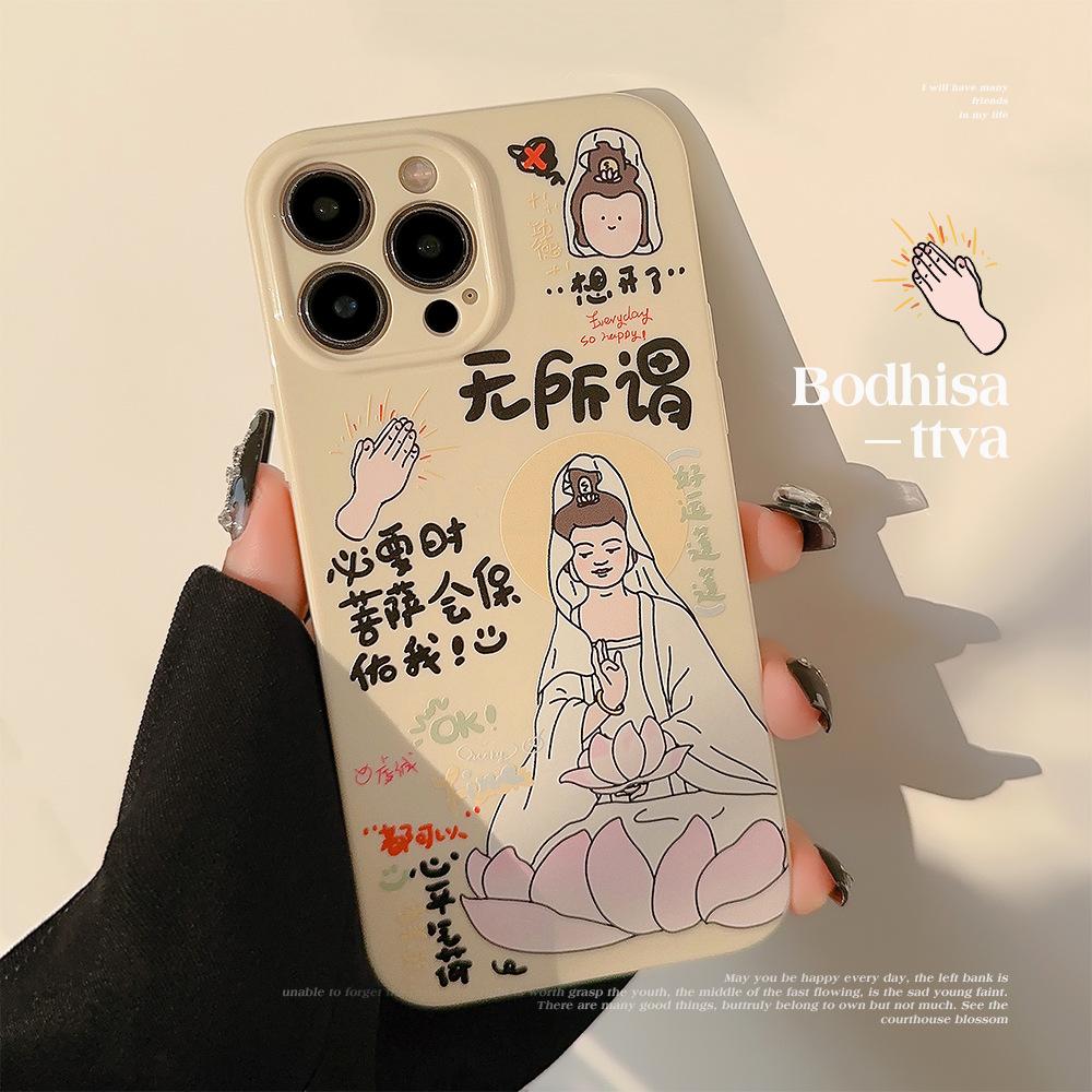 

Бодхисаттва Благословляет для Чехла для iPhone 17 для 15promax для Apple 13 Китайский Стиль Буддийский Стиль 17promax