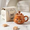 Creative Cartoon Ceramic Cup With Lid High Value Household Couple Water Cup Gift Box With Hand Gift Style