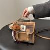 Woolen Plaid Portable Small Bag Women's 2025 New Trendy Fashion College Style Backpack Winter Retro Messenger Bag