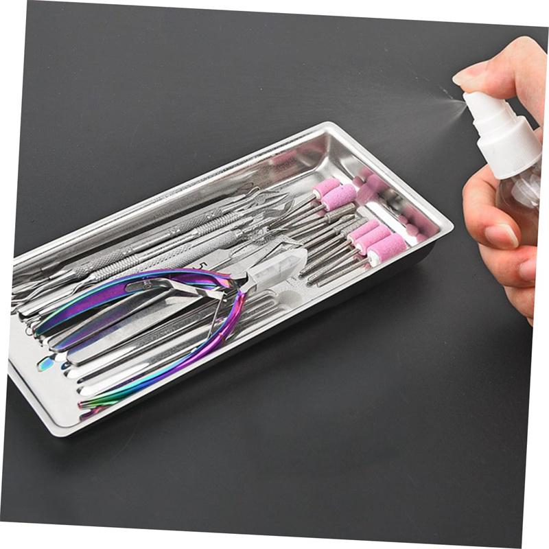 Manicure Tools Storage Tray Stainless Steel Storage Dish Nail Art Accessory Display Tray Tweezers Nail Clippers Container Plate
