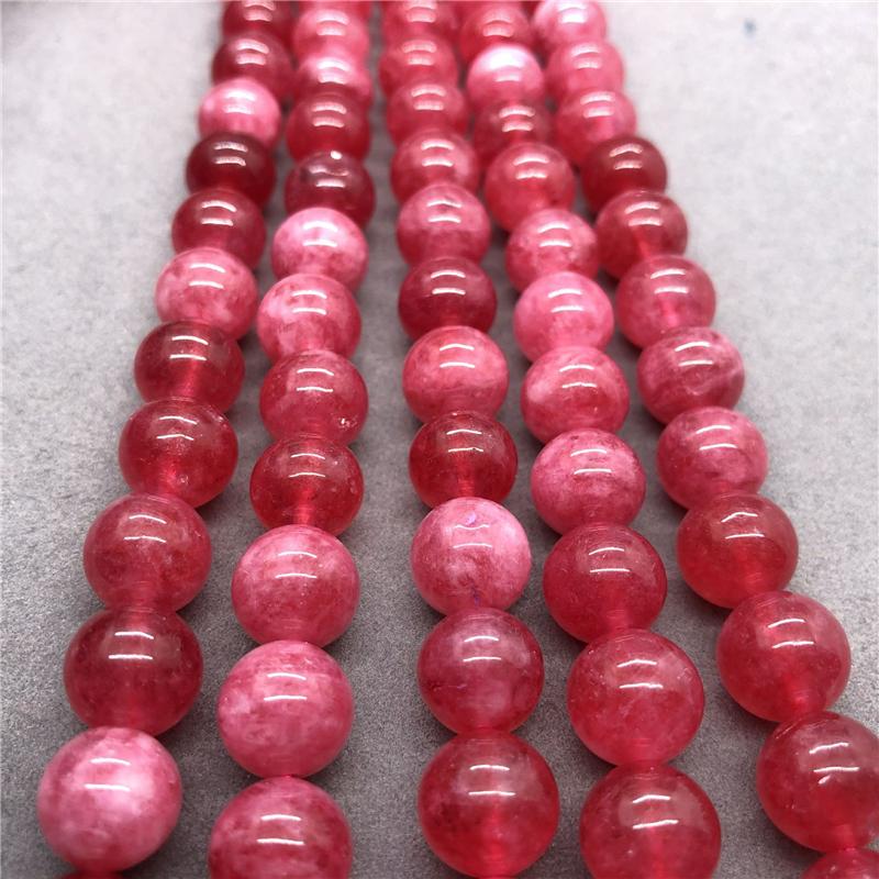Natural Red Loose Round Bead Dialogite for Bracelet Necklace DIY Jewelry Beads