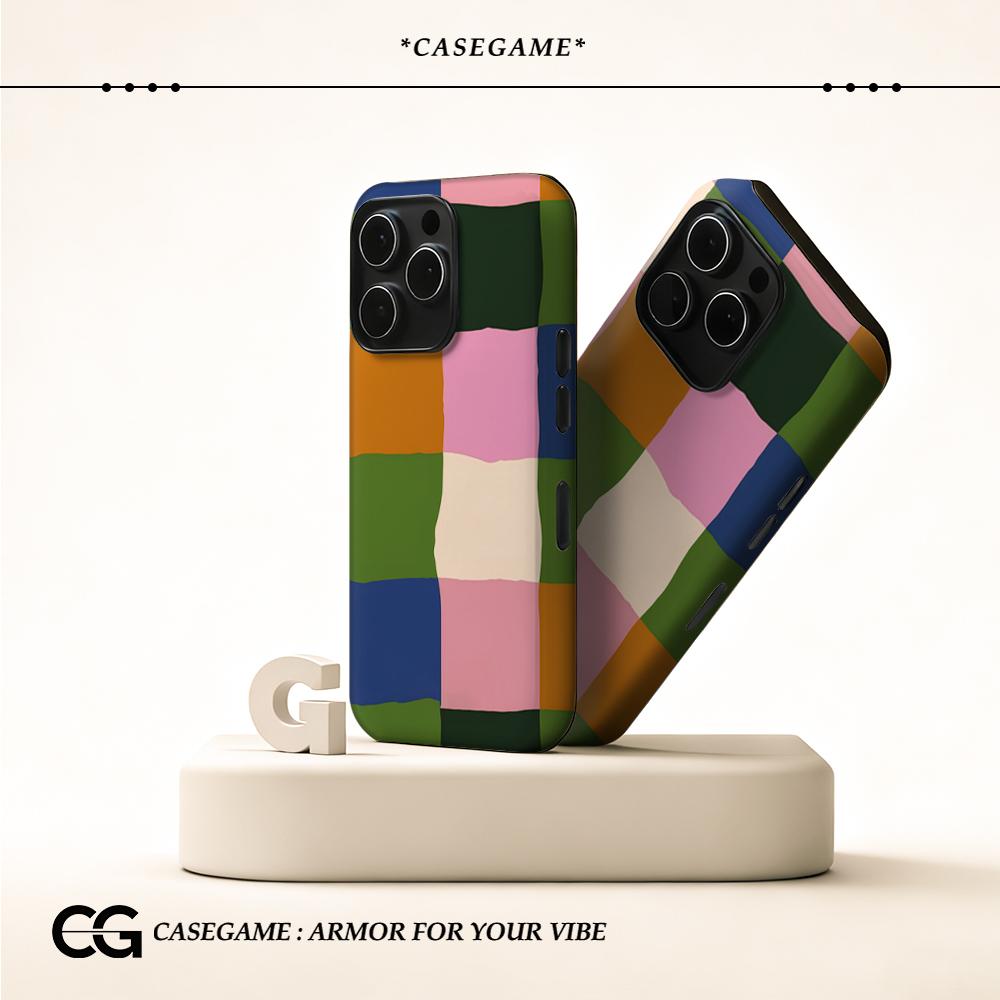 Color Blocks Phone Case for iPhone 17 16 15 14 13 12 11 X XS XR XSMAX 7 8 Air Pro Max Plus Luxury Double-layer Back Cover