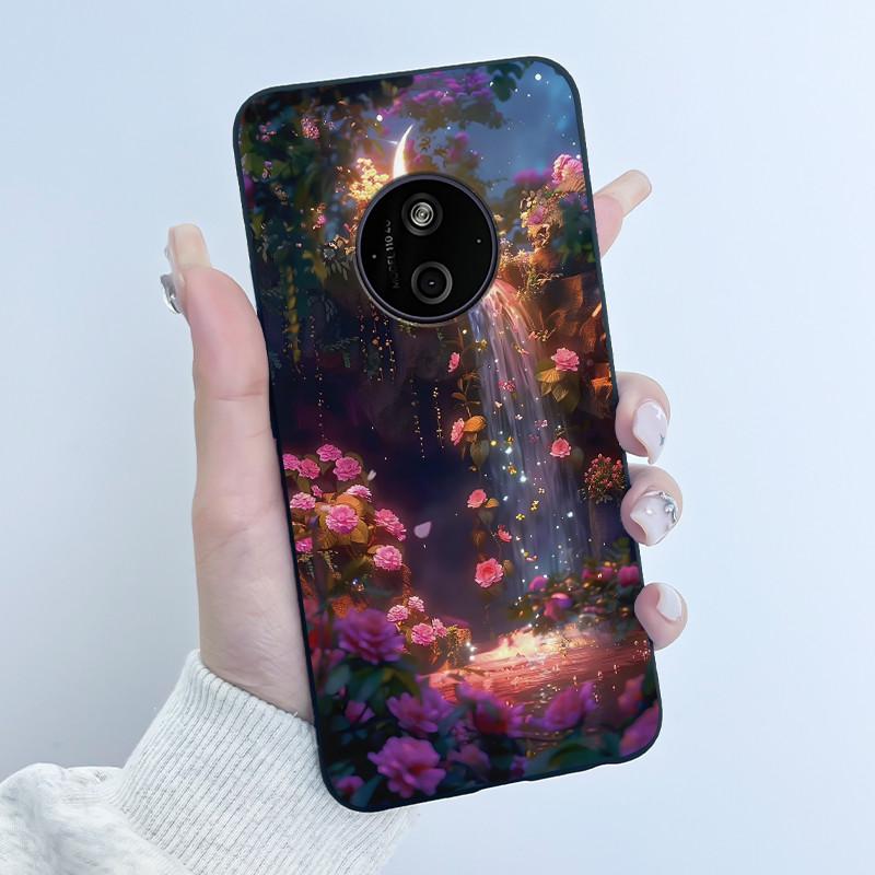 Phone Case For Nokia 125 HMD 110 4G 2024 Casing Luxury Cute Love Rabbit Funny Cartoon Black Matte Soft Silicone Shockproof Cover