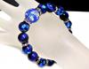 Fortune and Health Luck Ryukyu Firefly Blue Impressive 16mm Bead Blue Carving Five Claw Dragon Crystal Lapis Tiger Eye Power Stone Bracelet Natural