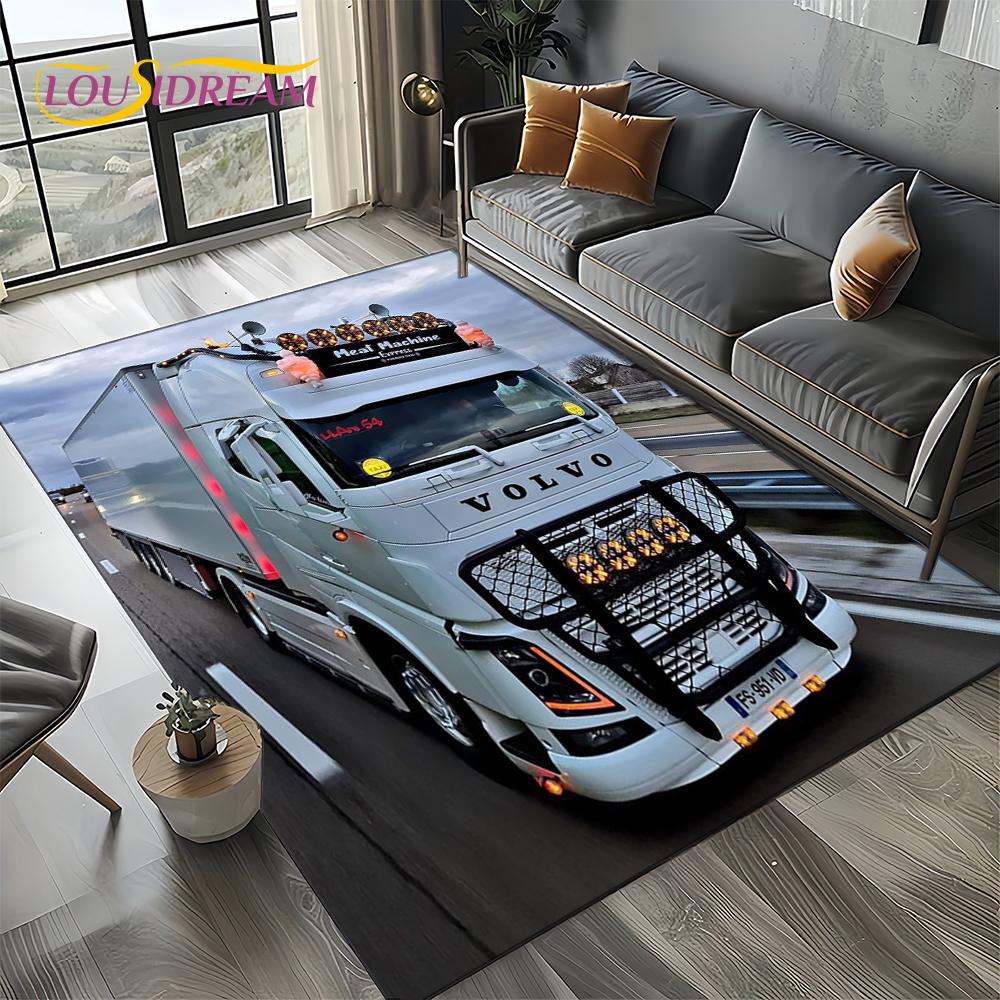 3D Print Volvo Truck Lorry Motorcycle Carpet Rug for Living Room Bedroom Home Sofa Decoration,kids Area Rug Non-slip Floor Mat