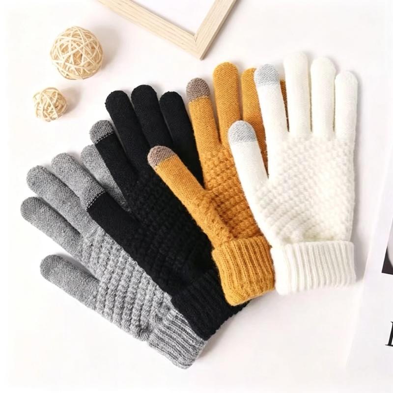 Warm Fleece Lined Knitted Touchscreen Gloves For Winter Sports Commuting Cold Weather Daily Use