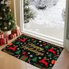 [2D FLAT] Happy Holidays Reindeer Gift Cane Candy Ball Christmas Tree Pine Branch Snowflake Doormat Non-Slip Durable Flannel Mat 1.02cm Sponge Thickne