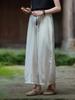 Spring Literary Linen Balloon Wide-Leg Pants - Women's Washed Cotton Nine-Point Loose Fit