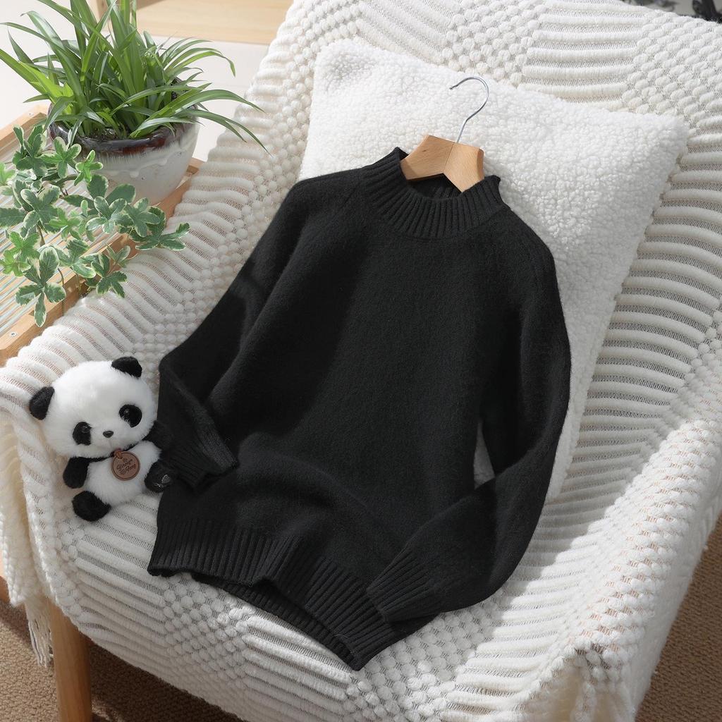 100% Pure Wool Kids' Thick Pullover Sweater - Warm Woolen Base Shirt for Boys & Girls