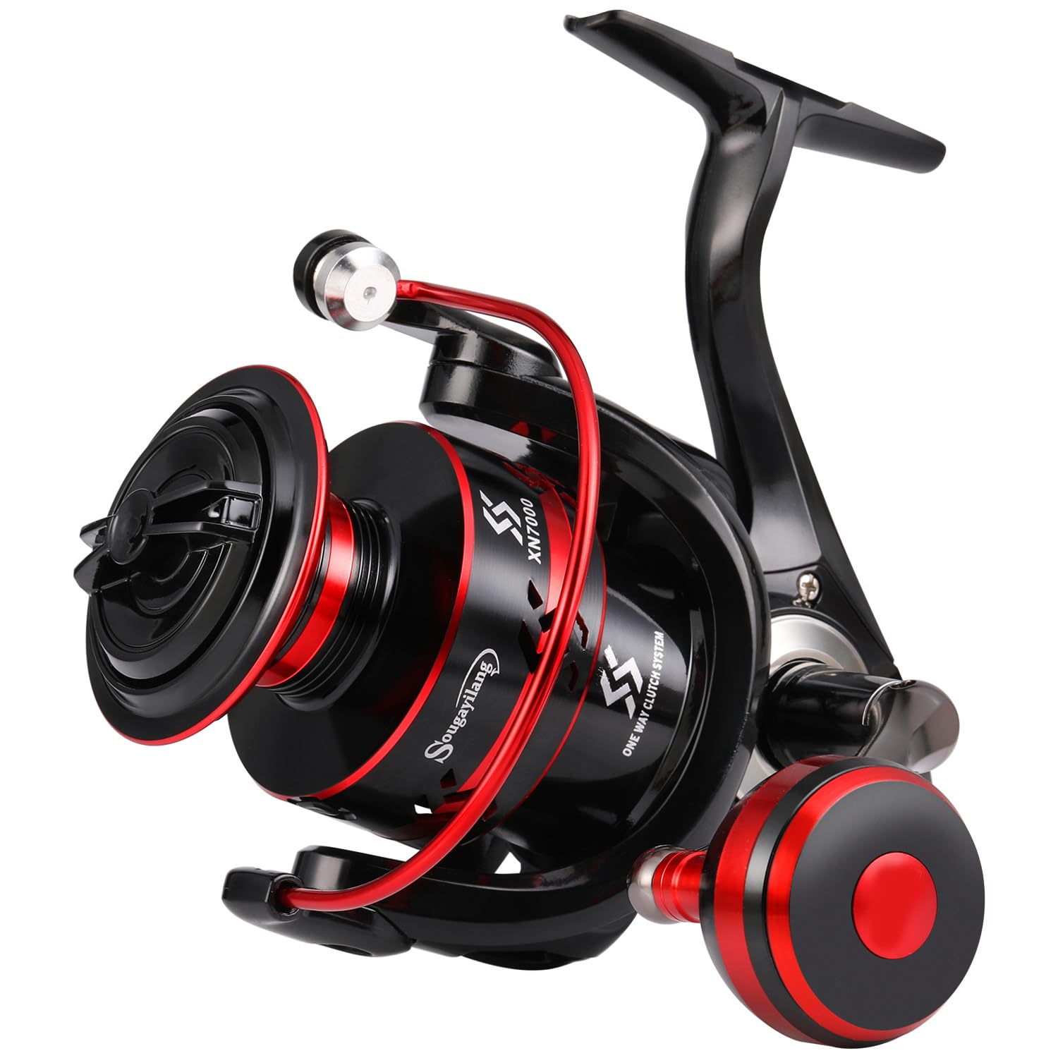 

Sougayilang Spinning Reel Lightweight Ultra Smooth Powerful Fishing Reel Red 7000