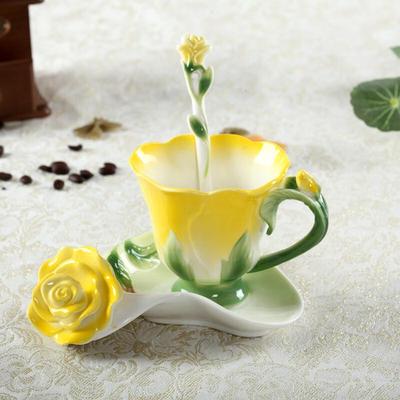 Kreative Personalisierte Emaille Rose Keramik Kaffeetasse