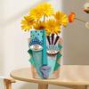 New Mayan Creative Abstract Face Colorful Flower Pot Resin Miniature Model for Garden Outdoor Plants