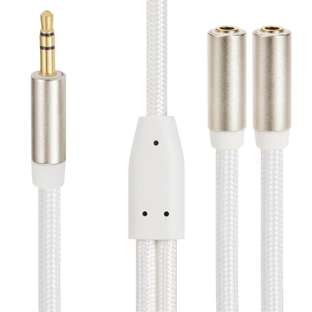 20cm/7.87in Headphone Splitter 3.5mm 1 Male to 2 Female Dual Output Aux Cord for PC