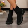 Large Size Fashion Boots Women's Autumn and Winter New Elastic Fly-woven Thick-soled Socks Boots Casual Versatile Martin Boots