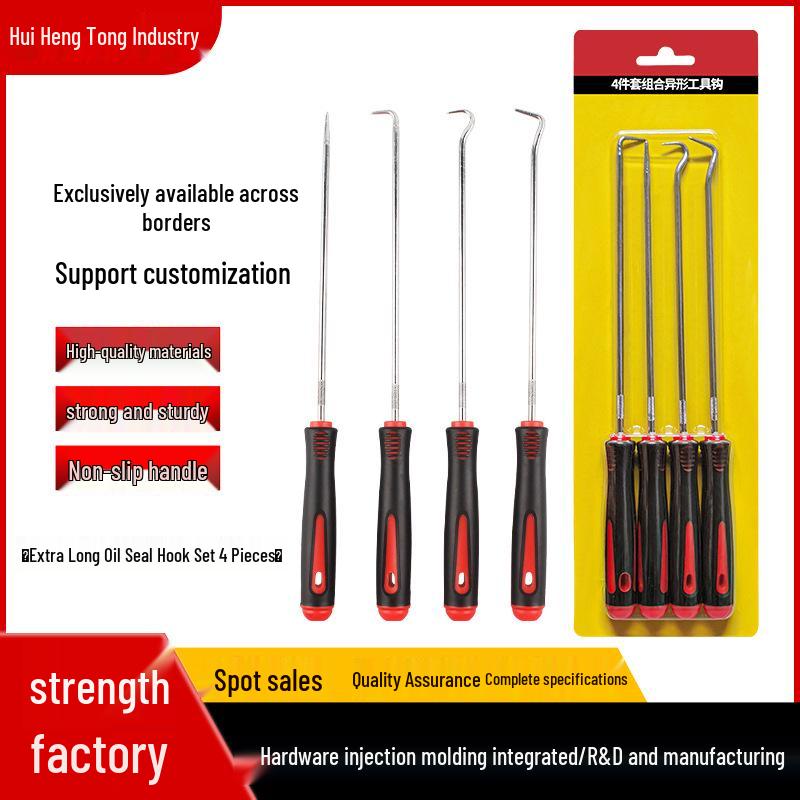Extended Length Car Seal Hook & Screwdriver Set - 4 Pieces for Tire Repair and Sealing Ring Removal