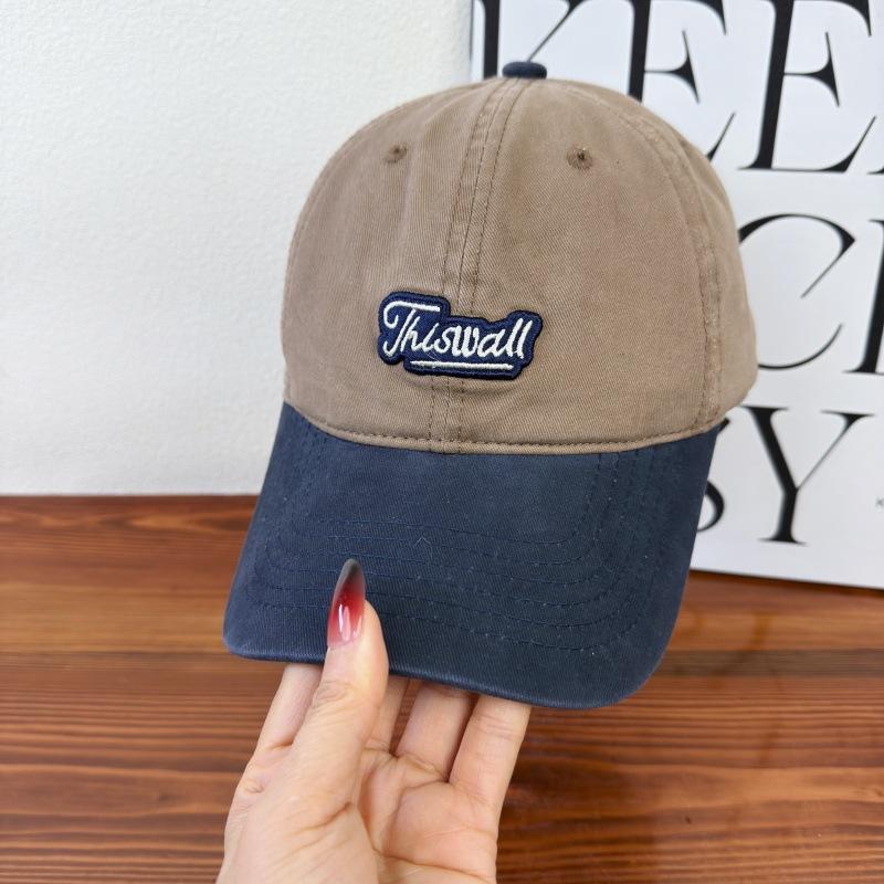 Washed Cotton Soft Top Embroidered Letter Baseball Hat Men's and Women's Fashion Versatile Big Head Curved Brim Showing Face Small Peaked Cap