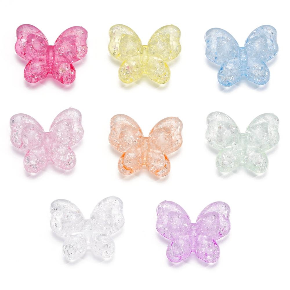 10-20 Stück 18mm Schmetterling Rissige Acrylperlen Transparent Halsketten Abstandshalter Perlen Für Armband Anhänger DIY Schmuckherstellung Zubehör