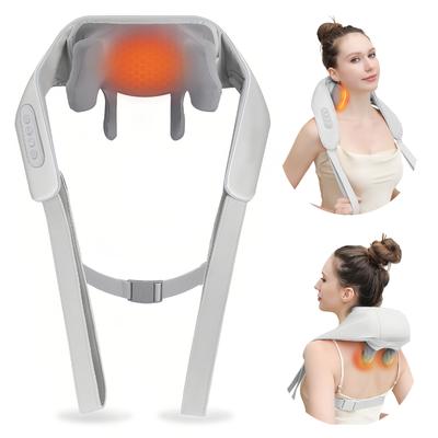 6D Kabelloser Elektrischer Nackenmassagegerät Shiatsu Tiefengewebekneten mit Beruhigender Wärme zur Linderung von Schulter Bein Körper Schmerzen
