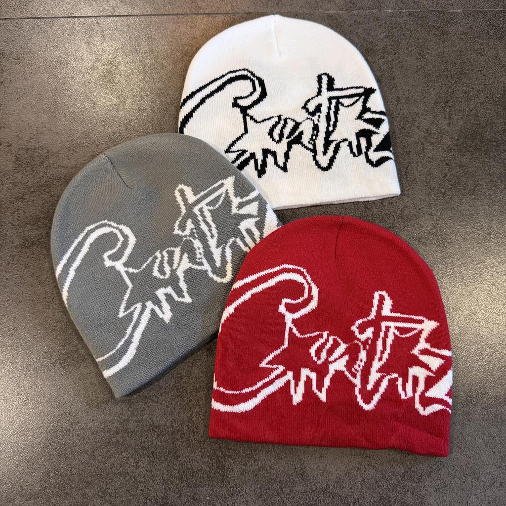 Cap Acrylic Knit Letter Pattern Men Women Sports Casual Wear Decoration Supplies