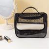 Portable Large Capacity Mesh Makeup Bag Heart Pattern Zipper Toiletry Organizer Transparent Storage Bag Outdoor
