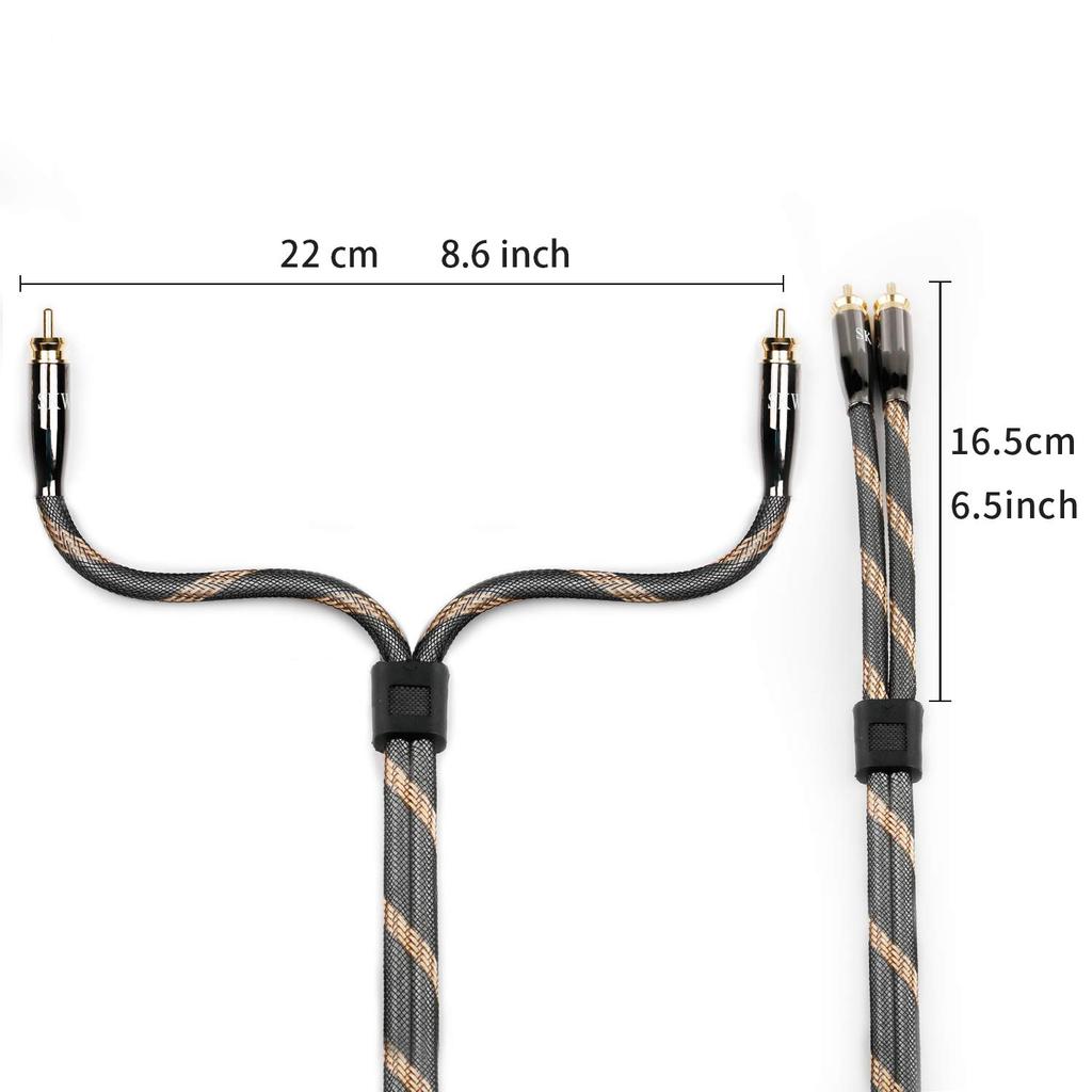 SKW RCA Audio Cable 5M Male To Male 2RCA To 2RCA Gold Plated Connectors 99.99% OCC Single Crystal Copper Double Shielded for Amp CD Player Car Audio