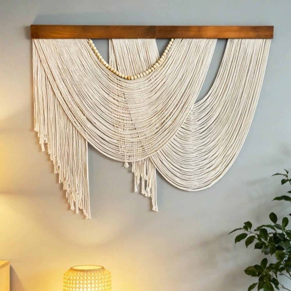 Wall Art Bohemian Wall Decor Hand-Woven Macrame Wall Hanging Creative Curtain Tapestry Bedroom