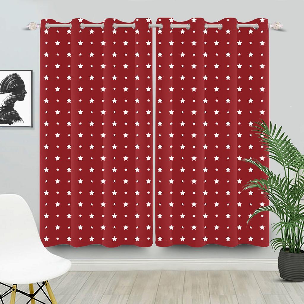 Christmas Home Window Curtains Red White Festive Printed Living Room Bedroom Holiday Decor Drapes Curtain With Grommet Polyester Ideal For Area