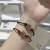Peach Wood Floral Handcrafted Women's Luck Bracelet - Woven Protection & Peace Charm for Birth Year
